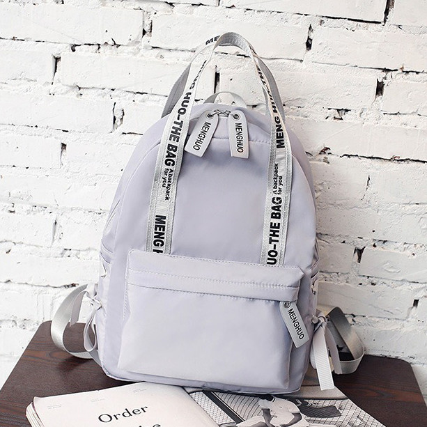 Рюкзак сумка жіночий стильний міський із стрічками (сірий), фото 1