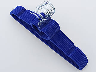 Плічка вішалки флоковані (оксамитові, велюрові) синього кольору, довжина 41 см,в упаковці 10 штук