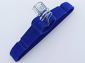 Плічка вішалки флоковані (оксамитові, велюрові) синього кольору, довжина 41 см,в упаковці 10 штук, фото 3
