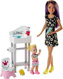 Ігровий набір Барбі Догляд за малюками Лялька Скипер Няня/Barbie Skipper Babysitters FJB01
