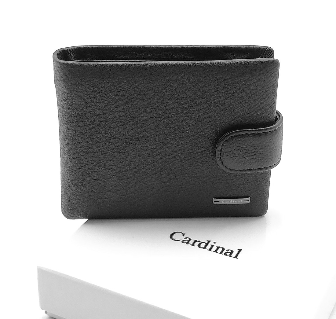 Чоловічий шкіряний гаманець Cardinal 11,5 x 9,5 x 2,5 см Чорний (c208-a/1)