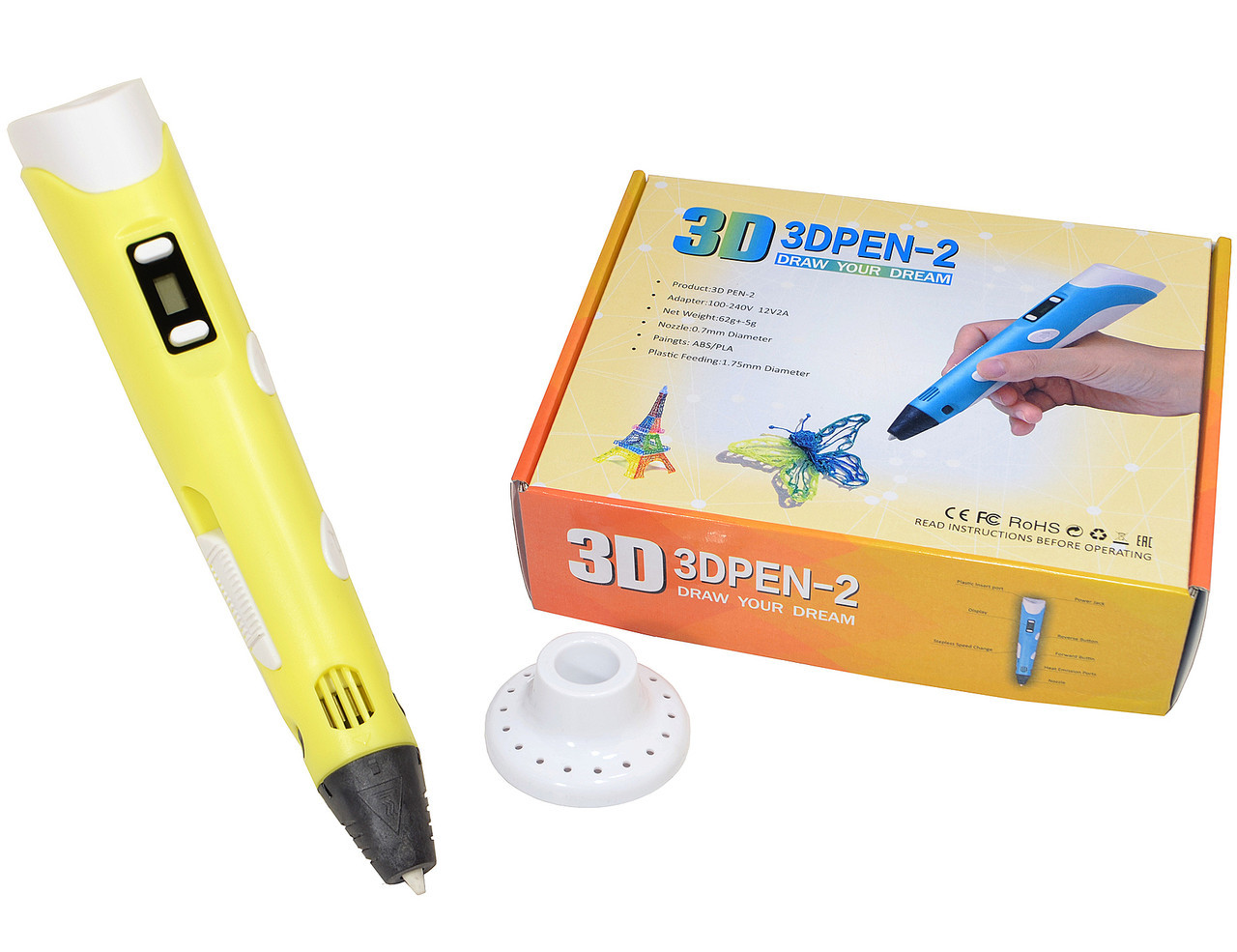 3Д ручка з LCD дисплеєм Smart pen 3D-2 ЖОВТА