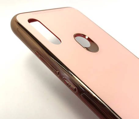 Чохол для Xiaomi Redmi 7 накладка на бампер протиударний glass Case рожевий, фото 1