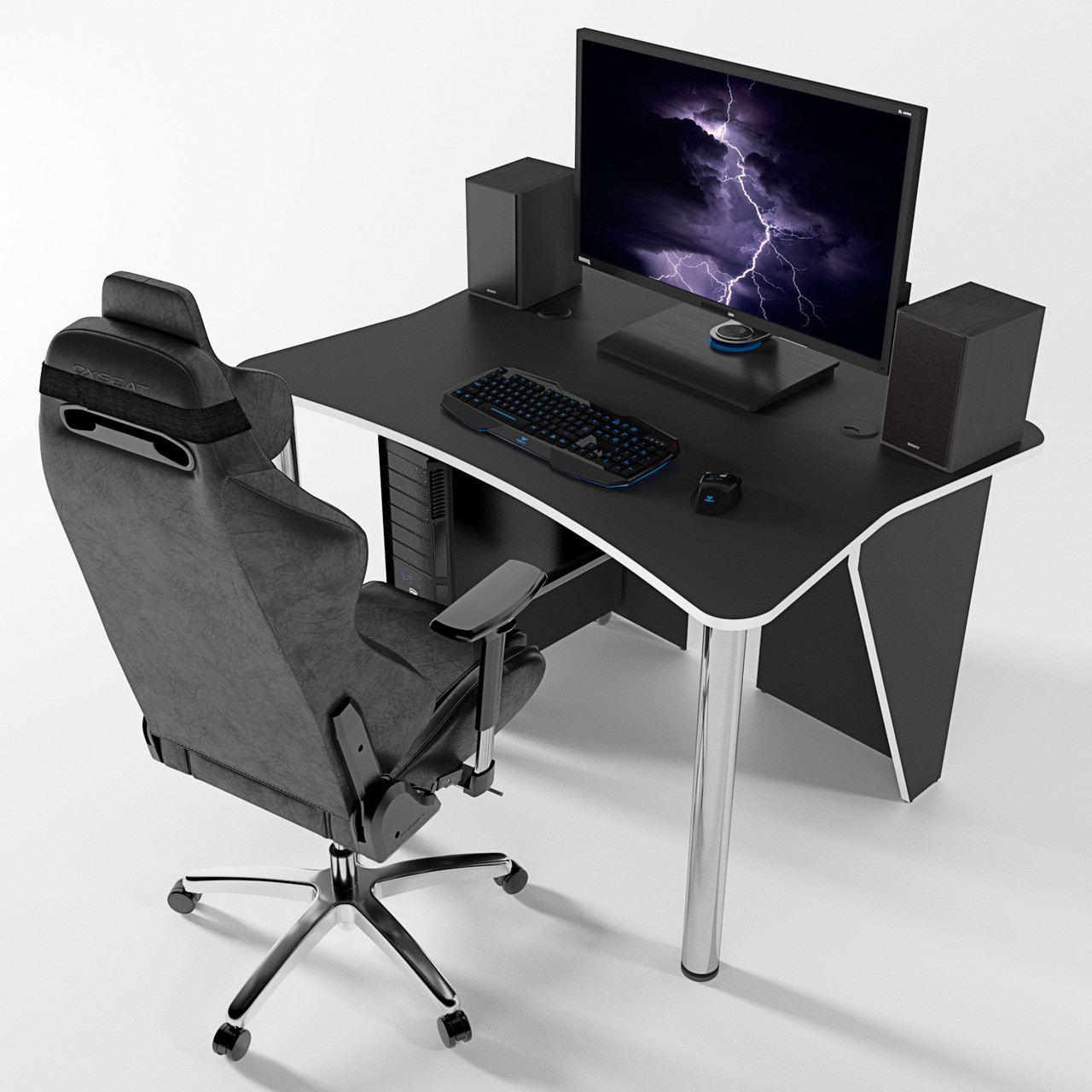 Геймерський стіл "ALT-3" 140х92х75 см. Чорний/Білий, фото 1