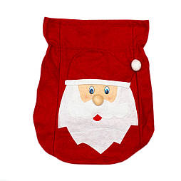Новорічний мішок на зав'язці з декором у вигляді Діда Мороза, 52x31 см, червоний з білим, фетр (460854)