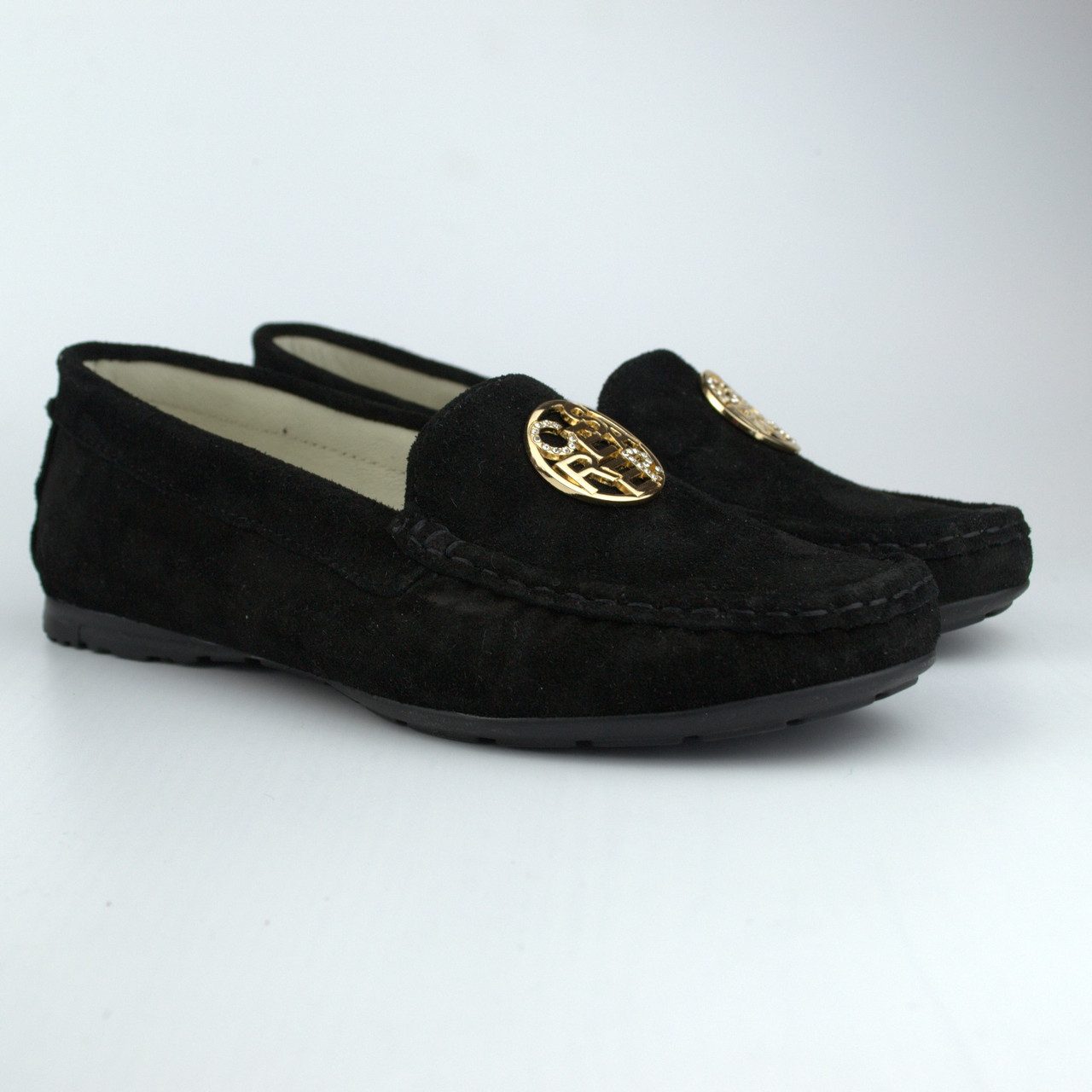 Мокасини нубукові чорні річна жіноче взуття Ornella Cesarep Black Vel by Rosso Avangard колір "Грейс", фото 1