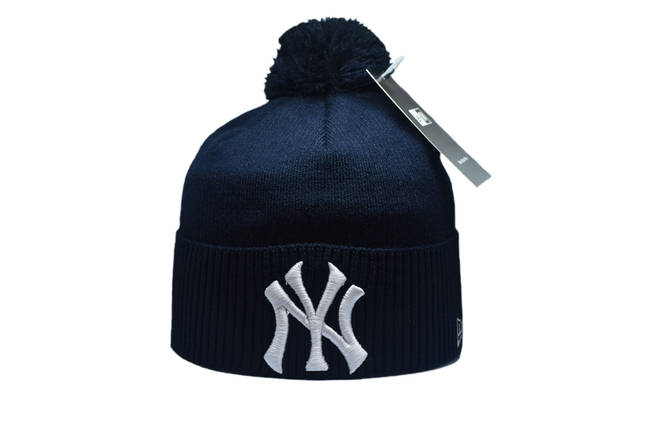 Шапка з помпоном Flexfit New York 53-57 см Темно-синя (F-0918-9), фото 1