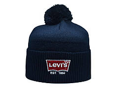 Шапка з помпоном Flexfit Levi's 53-57 см Темно-синя (F-0918-30)