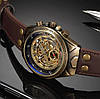 Механічний годинник з автопідзаводом Winner Status, чоловічий наручний годинник віннер скелетон, шкіряний годинник, фото 7