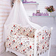 Набір постільної білизни у дитяче ліжечко Мікі-маус Бортики в ліжечко конверт-плед 9 предметів