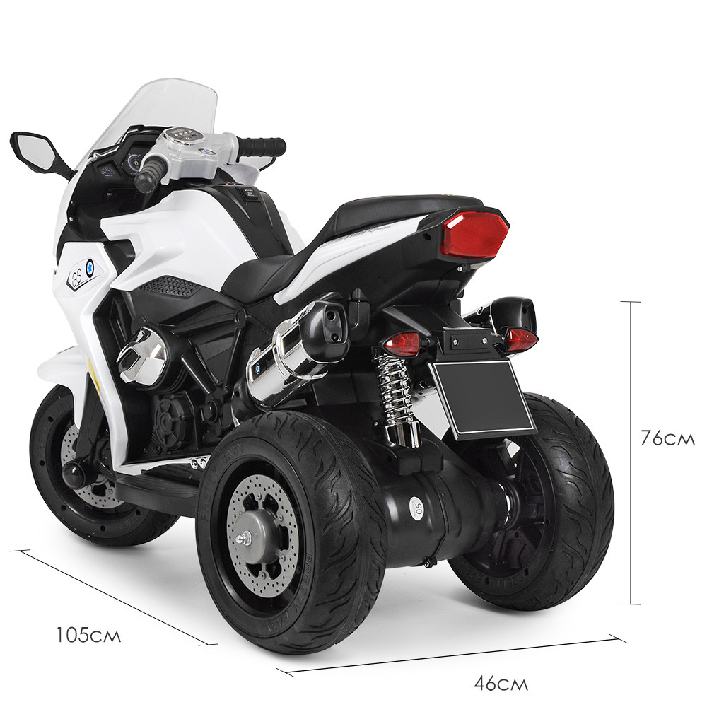 Детский электромобиль Мотоцикл M 3688 EL-1, BMW, Кожаное сиденье, EVA-резина, белый - фото 9 - id-p1045350256