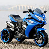 Детский электромобиль Мотоцикл M 3688 EL-4, BMW, Кожаное сиденье, EVA-резина, синий