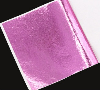 Поталь кольорова в аркушах (фольга для декорування), Рожева, 8*8,5 см, 50 аркушів, фото 1