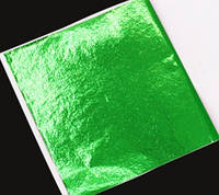 Поталь цветная в листах (фольга для декорирования), Зеленая, 8*8,5 см, 50 листов
