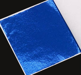 Поталь кольорова в аркушах (фольга для декорування), Синя, 8*8,5 см, 50 аркушів