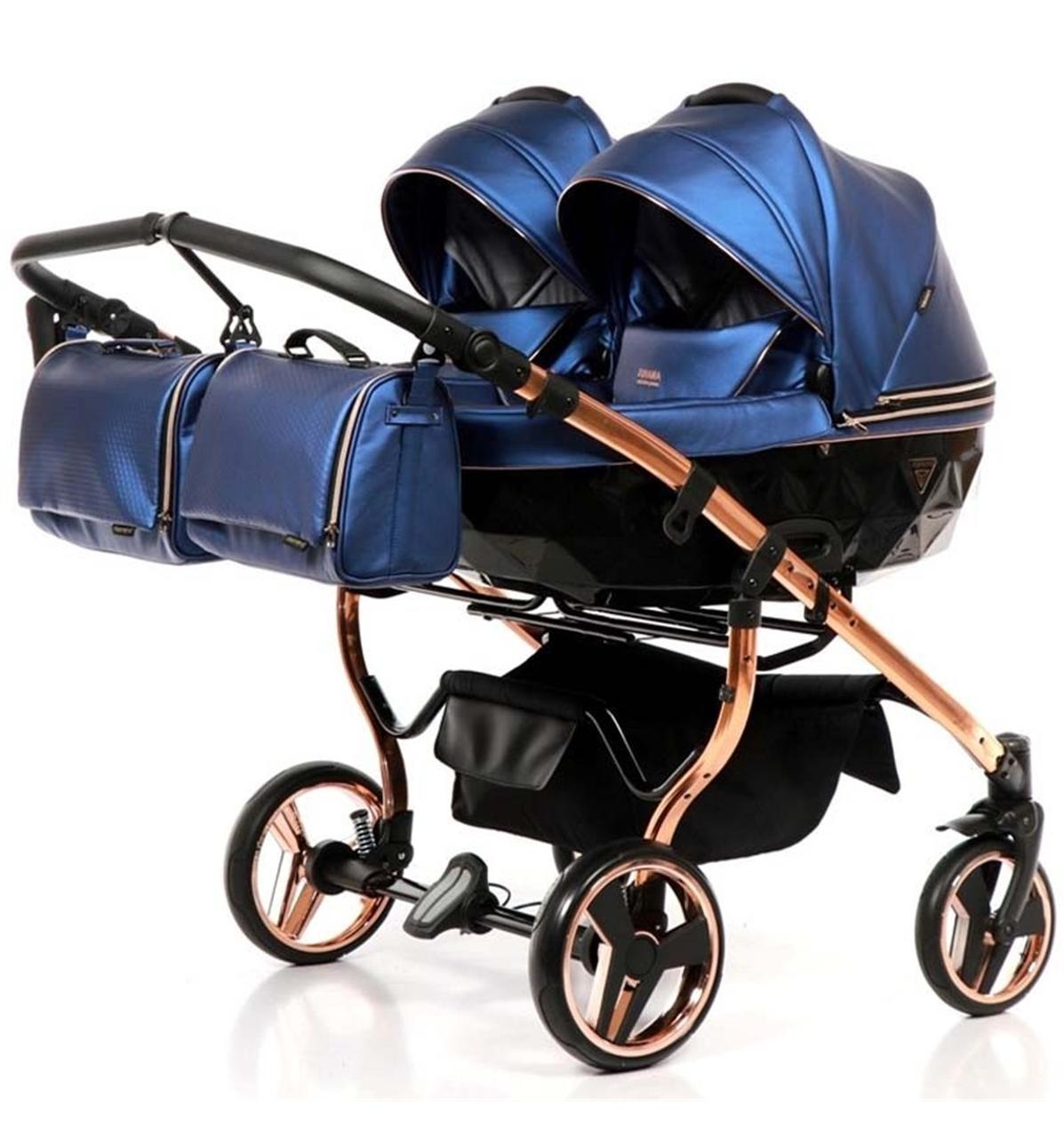 Універсальна коляска для двійнят Junama Fluo Duo синя, фото 1