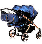 Універсальна коляска для двійнят Junama Fluo Duo синя, фото 2