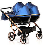 Універсальна коляска для двійнят Junama Fluo Duo синя, фото 4