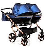 Універсальна коляска для двійнят Junama Fluo Duo синя, фото 5