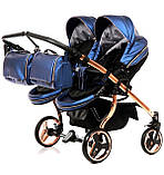 Універсальна коляска для двійнят Junama Fluo Duo синя, фото 7