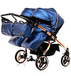 Універсальна коляска для двійнят Junama Fluo Duo синя, фото 8