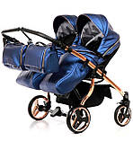 Універсальна коляска для двійнят Junama Fluo Duo синя, фото 9