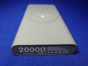 Универсальное зарядное устройство с беспроводной зарядкой Power Bank 20000 mAh Серый