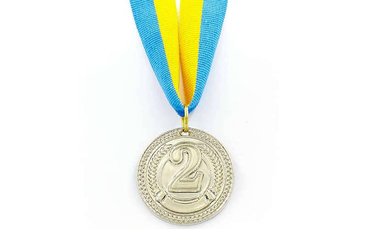 Медаль спортивна зі стрічкою CELEBRITY d-4,5 см C-6406 (метал, d-4,5 см, 20g, 2 - срібло), фото 2