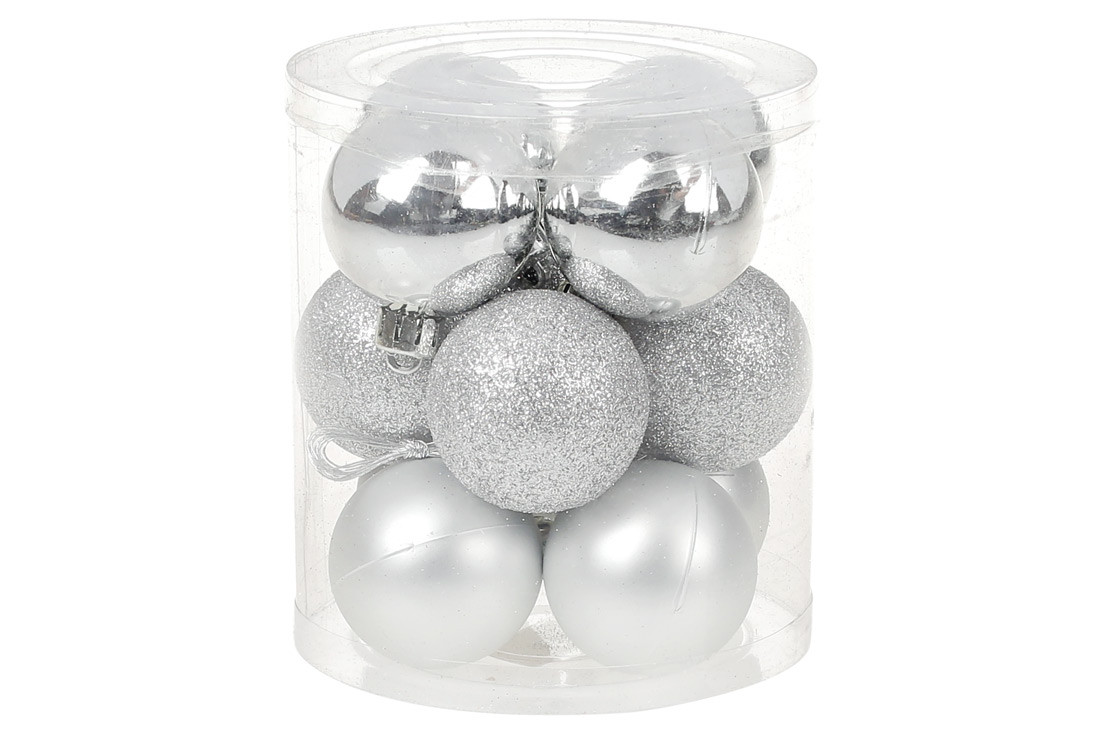 Набір ялинкових кульок срібло, 4см, 12 шт, фото 1