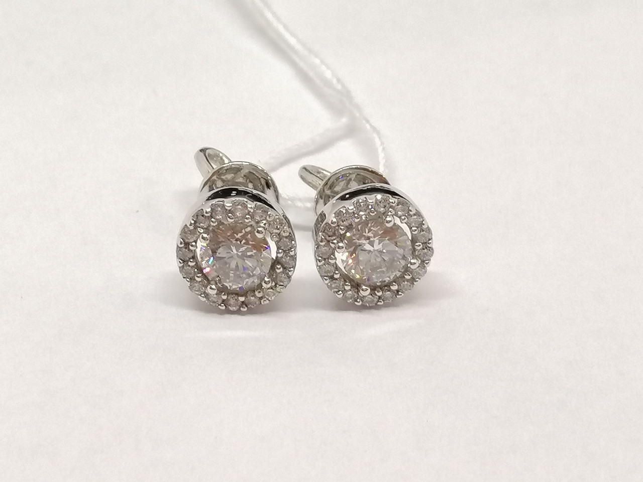 Золоті сережки-пуссети з фіанітами. 211358_2Б, фото 1