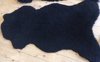 Натуральна овеча шкура | чорна | хутряна накидка на крісло | 120×60 см