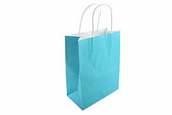 Паперовий пакет, крафт-папір, 21*11*27 см, колір блакитний