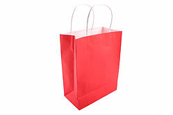 Паперовий пакет, крафт-папір, 21*11*27 см, колір червоний