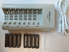 Зарядное устройство PL-NC12 с АКБ PALO 3000 мАч 8шт для фотоловушек