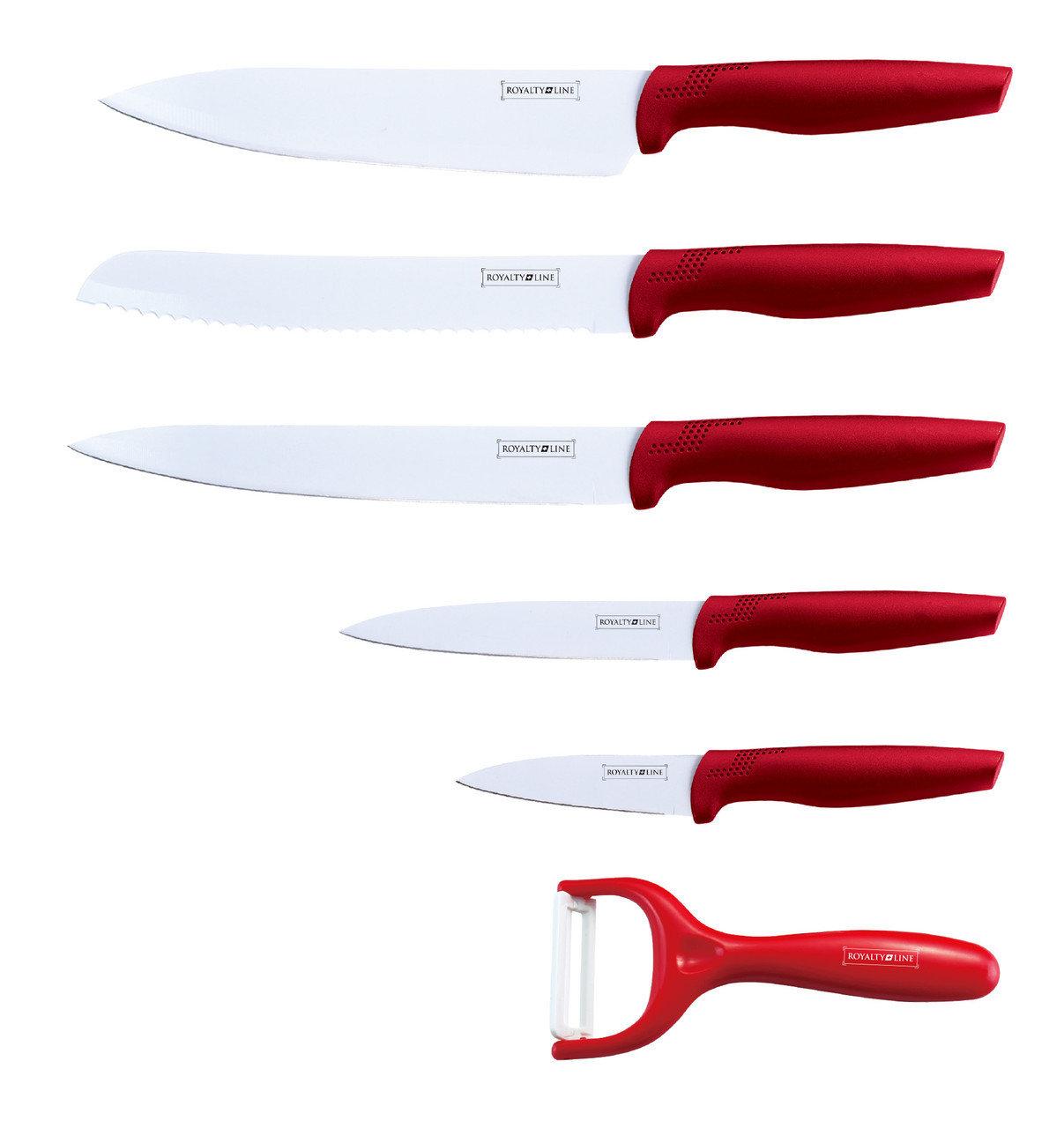 Набір ножів кухонних сталевих Royalty line RL-MB5R, 6 шт в коробці