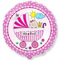 Фольгована кулька коло коляска з малюком "It's a girl" 18" Flexmetаl