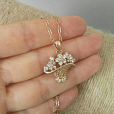 Кулон кошик квітів з білими каменями Swarovski, фото 2
