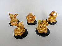 Змеи Набор 5 статуэток под золото на деревянных подставках