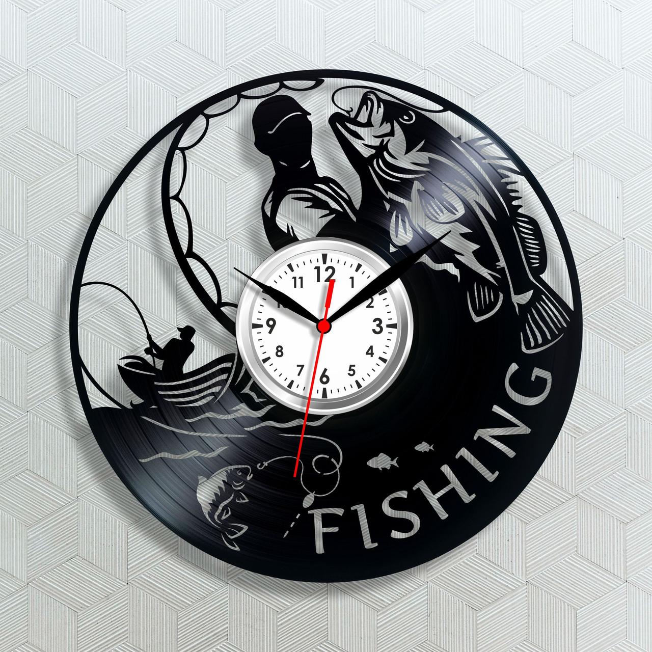 Риболовля-годинник Подарунок риболовлі Рибалку чоловікові Fishing годинник Настінний годинник Годинник у гараж Стрелковий годинник 30 см