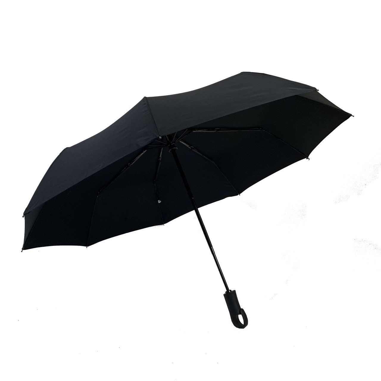 Потужна автоматична парасоля 9+2 спиць, з прогумованою ручкою від виробника "Три слона", чорний, 4301-1