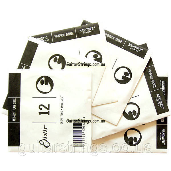Струни Elixir 16545 Nanoweb Phosphor Bronze 12-53 1 set