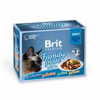 Влажный корм Brit Premium Cat семейная тарелка в соусе (12 шт. х 85 г)