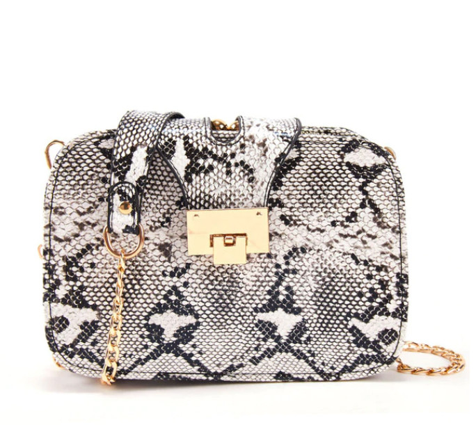 Сумка жіноча під пітона на ланцюжку з 3 відділеннями, фото 1