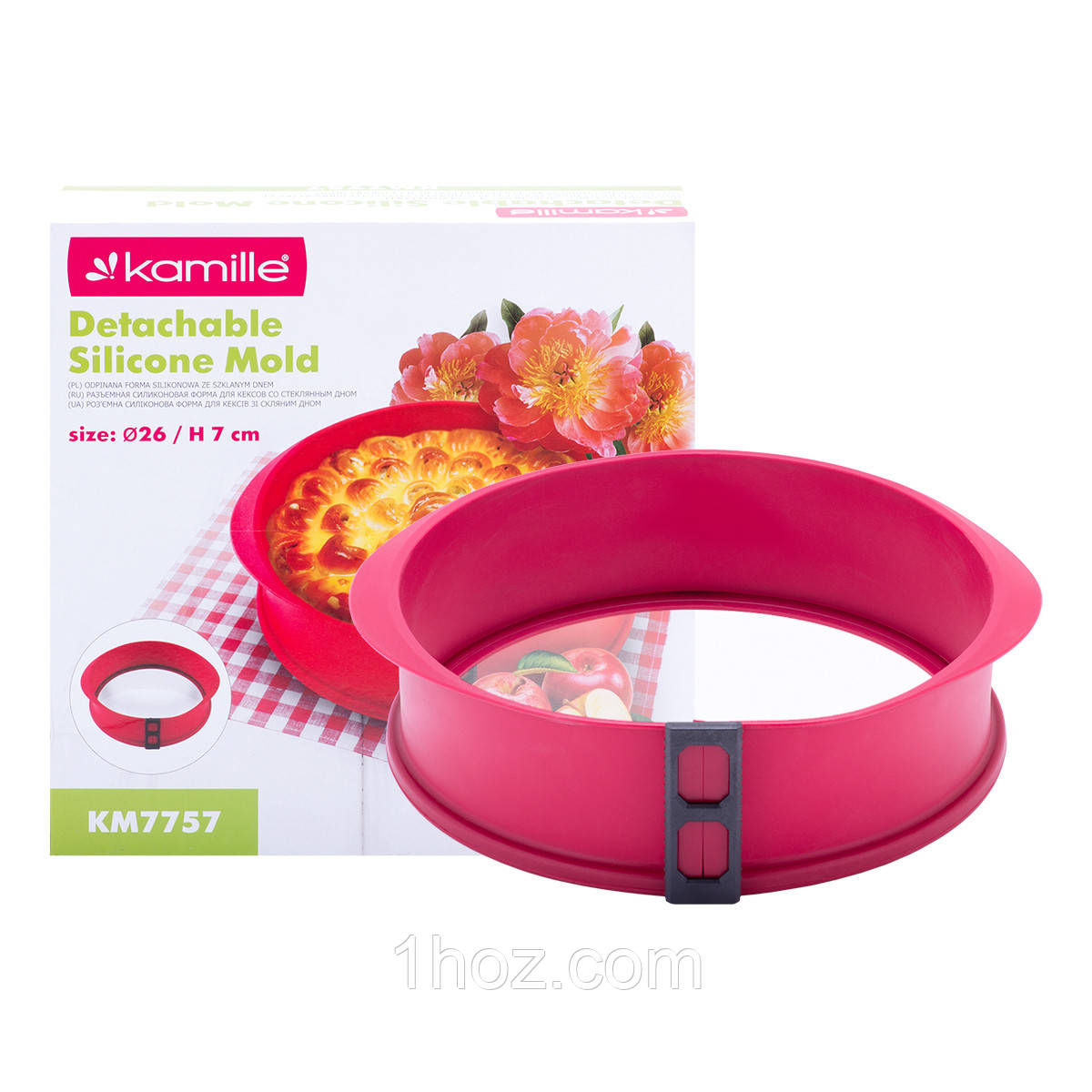 Форма силіконова Kamille KM-7757 26*7см Кругла форма зі скляним дном Силіконова форма для випічки