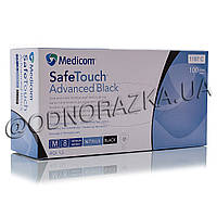 Нітрилові рукавички Medicom SafeTouch Black, розмір М, чорні 5,0 гр, 100 шт