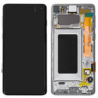 Дисплей для Samsung Galaxy S10 G973, модуль (экран) с рамкой, Prism White, оригинал GH82-18850B