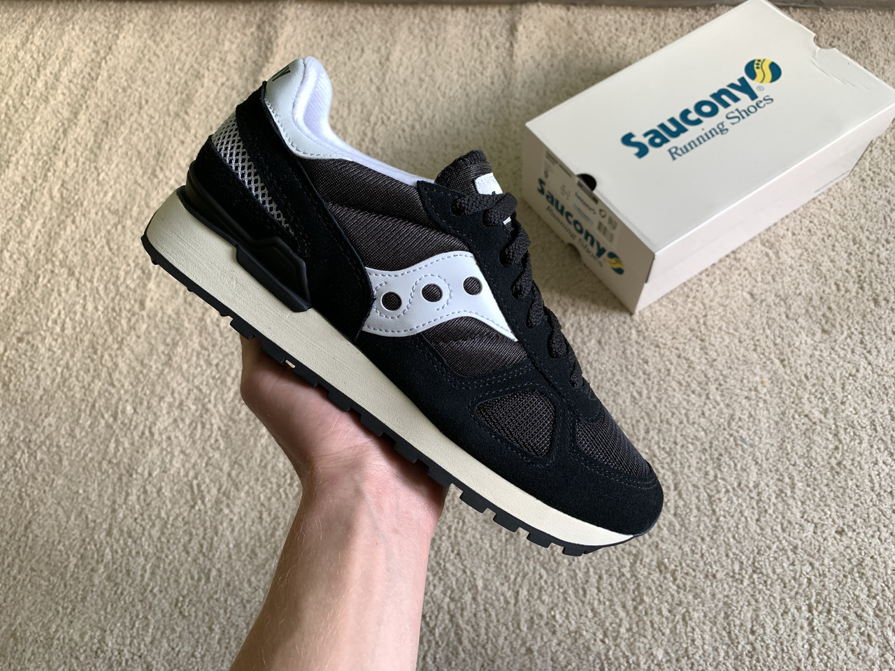 Чоловічі оригінальні кросівки Saucony Shadow Original Vintage Black/White чорні з білим