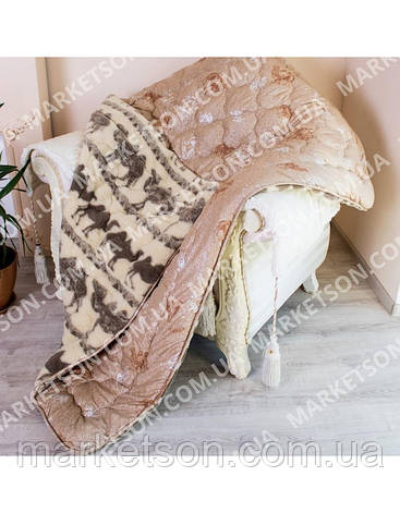 Зимова ковдра Верблюжа вовна 175x215 Camel Wool хутро. Двоспальне, фото 1