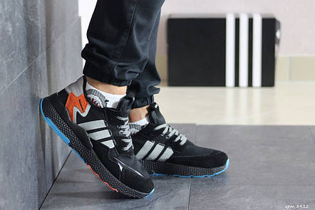 Чоловічі кросівки Adidas Nite Jogger Boost,чорні з сірим, фото 2