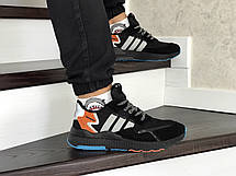 Чоловічі кросівки Adidas Nite Jogger Boost,чорні з сірим, фото 3